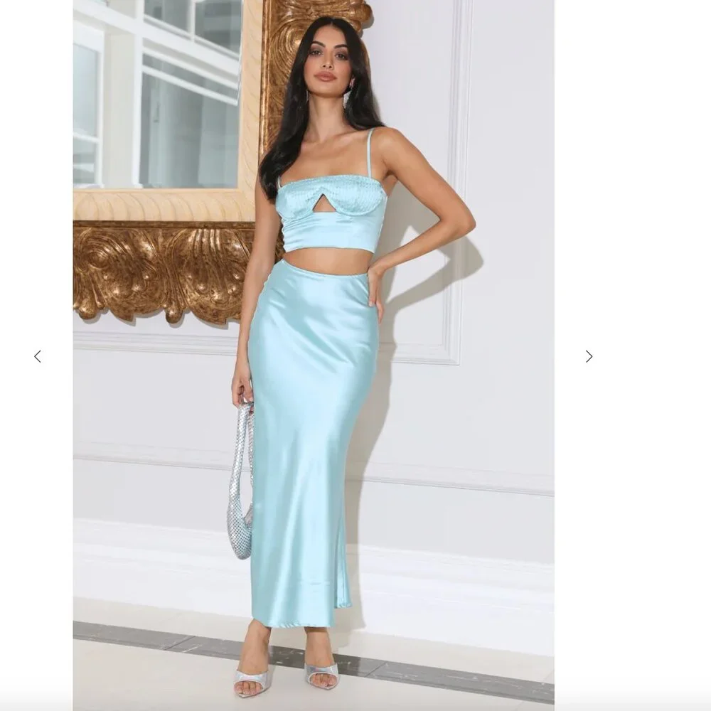 NEW! Cool Spritz Midi Skirt Blue
